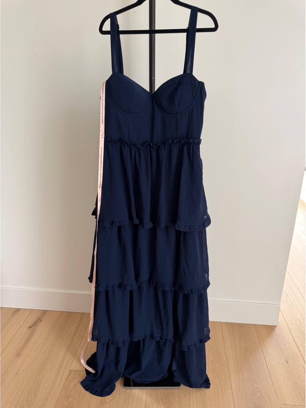 NWT Lulus Sophisticated Occasion Navy Bustier Lace Up Maxi Dress Large